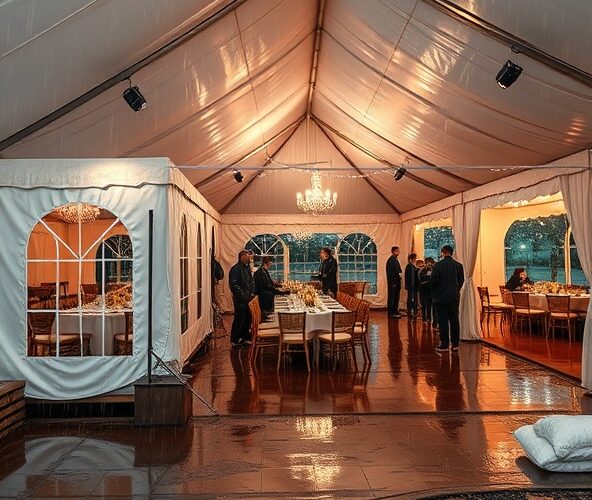 Jak wypożyczalnia namiotów imprezowych zabezpieczy imprezę w deszczu?