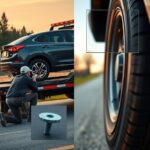 gwóźdź w oponie samochodowej