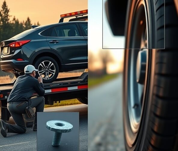 Gwóźdź w oponie samochodowej: holować auto czy jechać 5 km?
