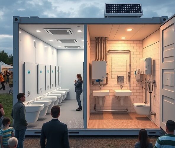 Czy kontener sanitarny WC dla 300 osób musi mieć ciepłą wodę?