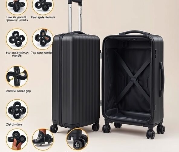 Walizka podręczna do samolotu 40x20x25 cm: jakie kółka i uchwyt?