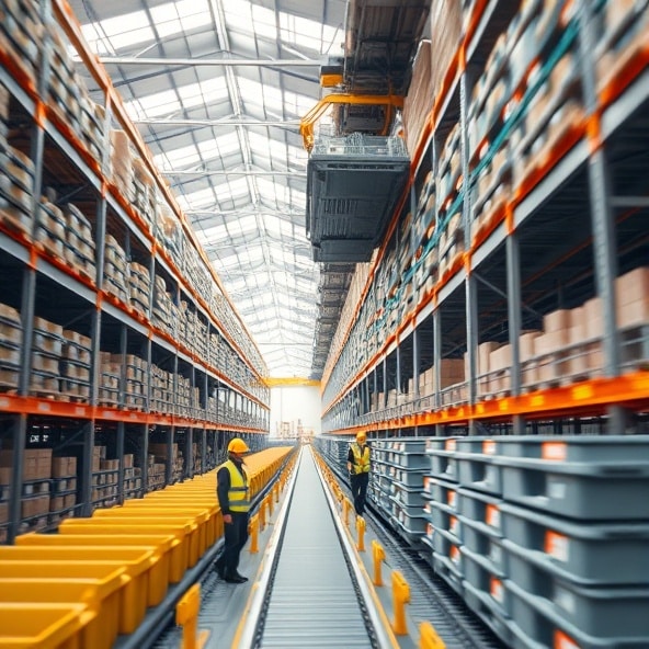 system transportu pojemników magazynowych